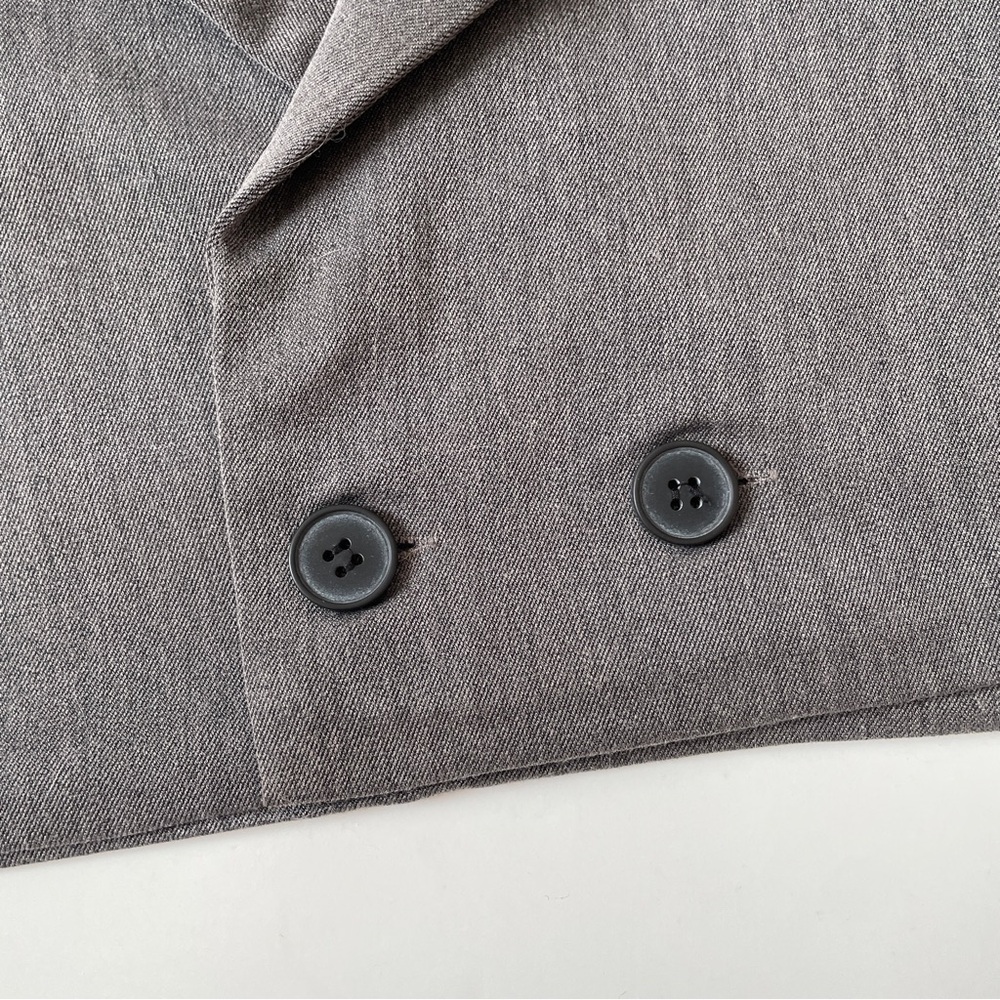 YesStyle Gray Crop Blazer Shirt Top with Jewel Embellishment, Size Small - Picture 4 of 11